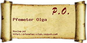 Pfemeter Olga névjegykártya